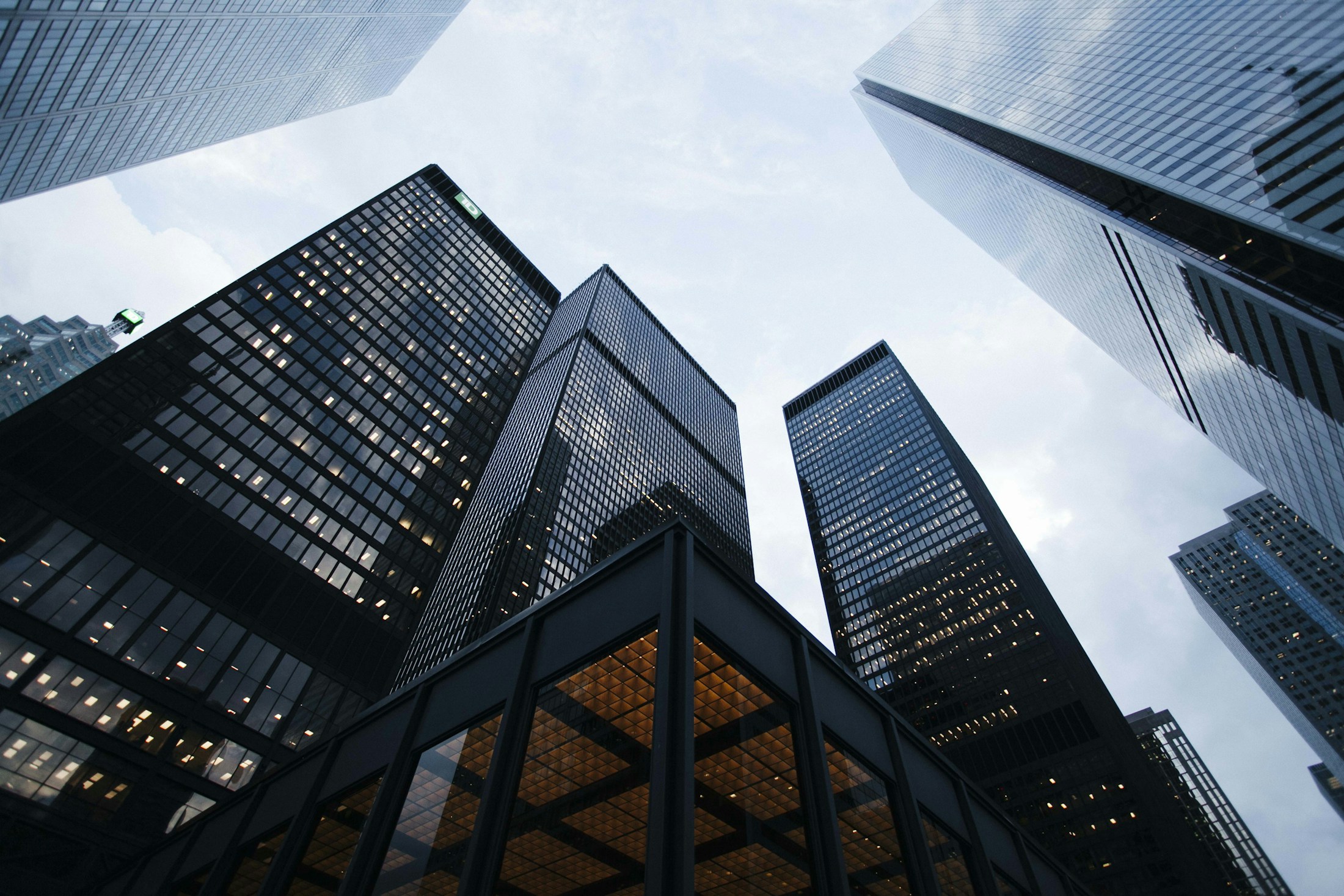 Modern glass-façade office towers